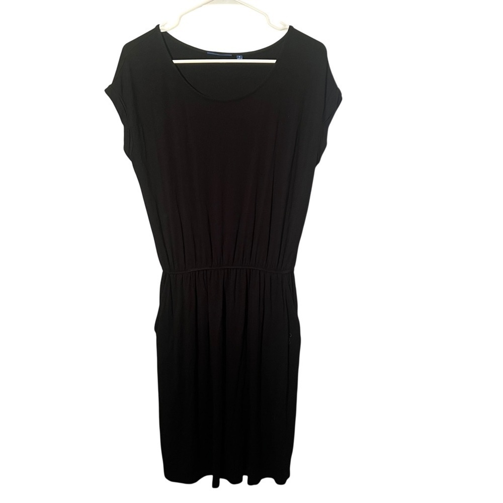 Apt. 9 Womens Size Small Dress Black Scoop Neck Elastic Waist Pockets Cap Sleeve
